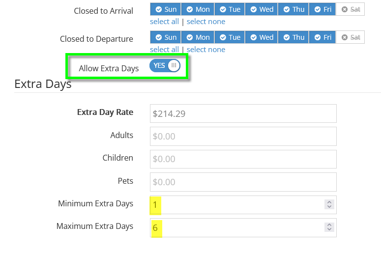 Additional Rates Extended Rates